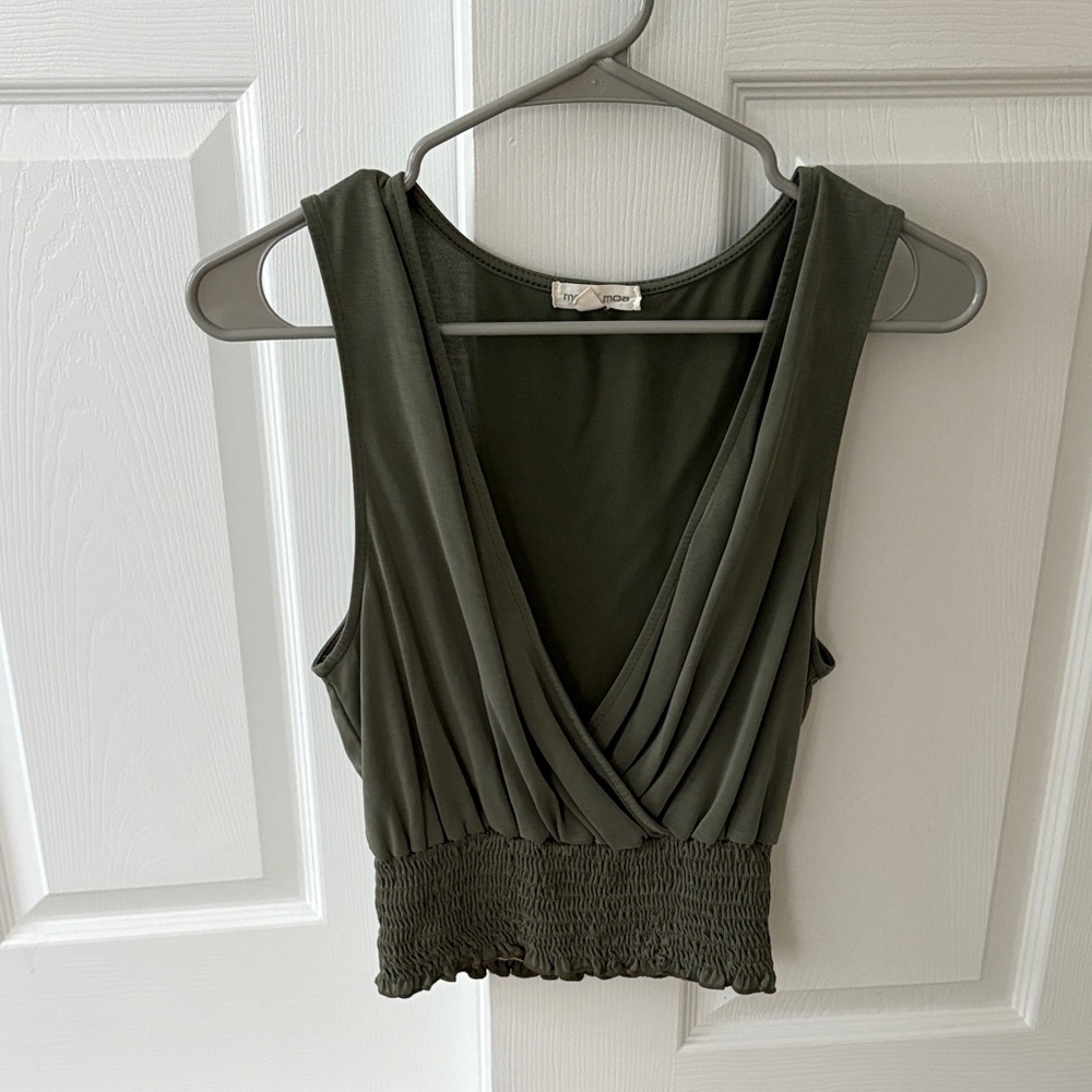 Dry Goods Olive Green Wrap Crop Top